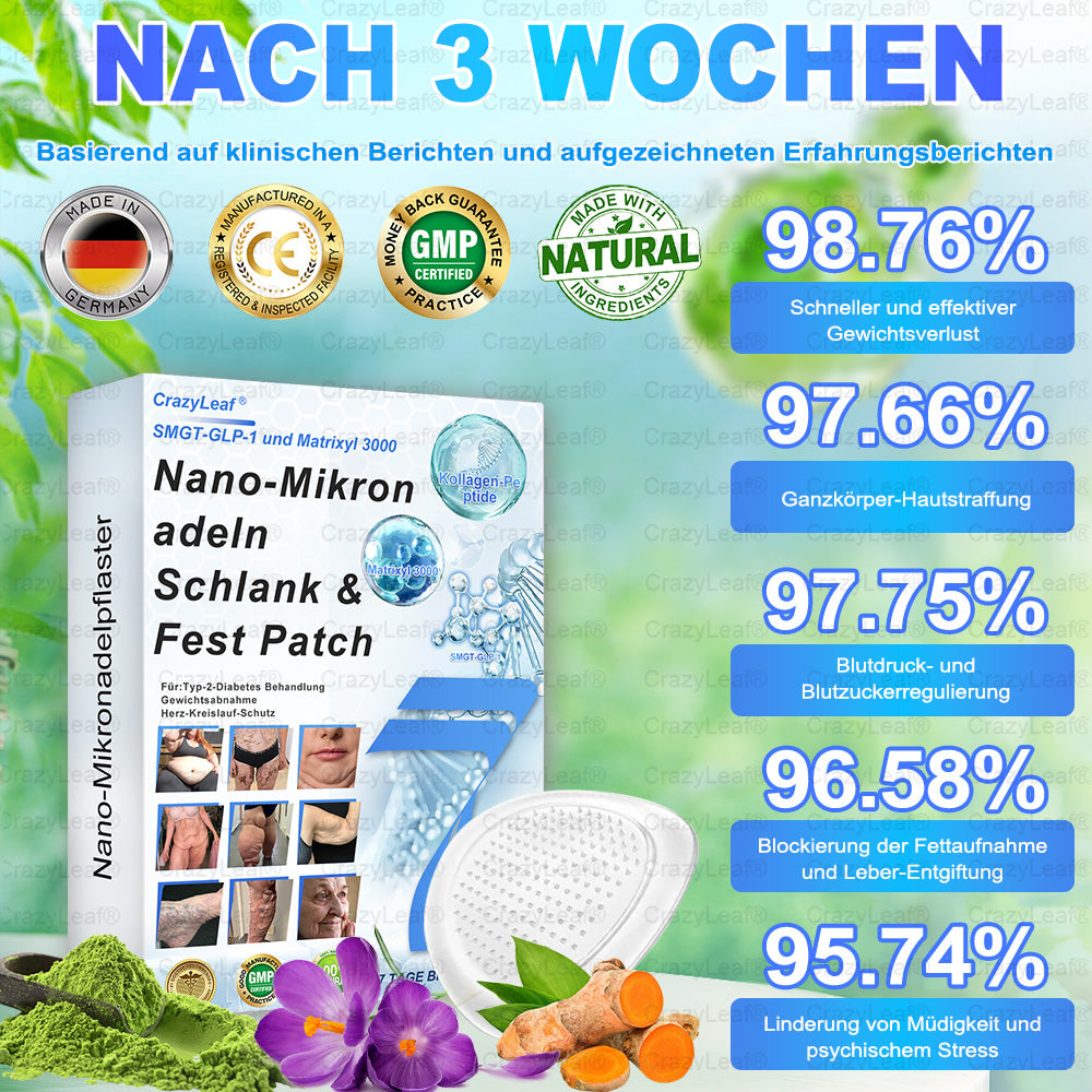"Letzte 30 Min: 1 kaufen, 1 gratis!" CrazyLeaf® Nano-Microneedle-Pflaster mit SMGT-GLP-1, Matrixyl 3000, Botox & Kollagenpeptiden – Wirkt gegen Übergewicht, schlaffe Haut, Herzprobleme, Diabetes, Schlafapnoe, Gelenkbeschwerden u.v.m. 1