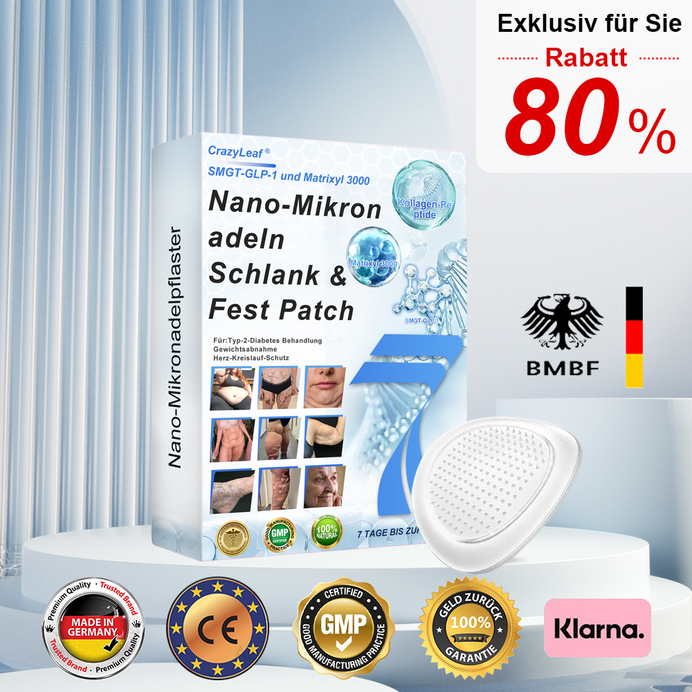 "Letzte 30 Min: 1 kaufen, 1 gratis!" CrazyLeaf® Nano-Microneedle-Pflaster mit SMGT-GLP-1, Matrixyl 3000, Botox & Kollagenpeptiden – Wirkt gegen Übergewicht, schlaffe Haut, Herzprobleme, Diabetes, Schlafapnoe, Gelenkbeschwerden u.v.m. 1
