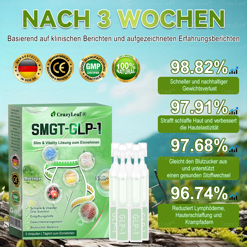 CrazyLeaf® Nur noch 5 Flaschen verfügbar! Wir bieten Ihnen zusätzlich einen 30% Rabatt! Machen Sie sich fit und gesund. Verpassen Sie es jetzt, und Sie haben erst nächstes Jahr wieder eine Chance.