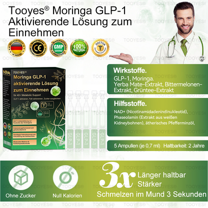 TOOYES® Meglutid GLP-1 aktivierende orale Lösung – Moringa • NAD+ • Yerba Mate – Natürliche Unterstützung für Gewichtsabnahme, Anti-Aging & Zuckerstoffwechsel